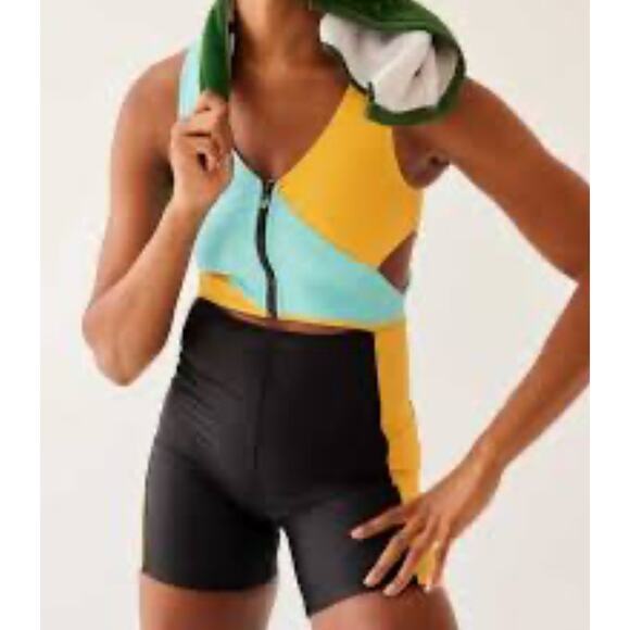 Outdoor Voices Women's XS Cutout SplashKnit 6” Quick Drying Bodysuit Capri Mango - Picture 1 of 10